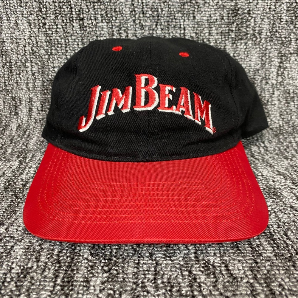 Jim Beam Hat Mens OSFA Black Red Embroidered Logo Snapback Baseball Cap